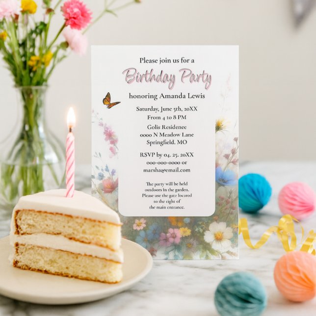 Garden Birthday Party Wildflowers Floral  Invitation (Creator Uploaded)