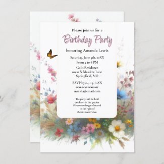 Garden Birthday Party Wildflowers Floral 