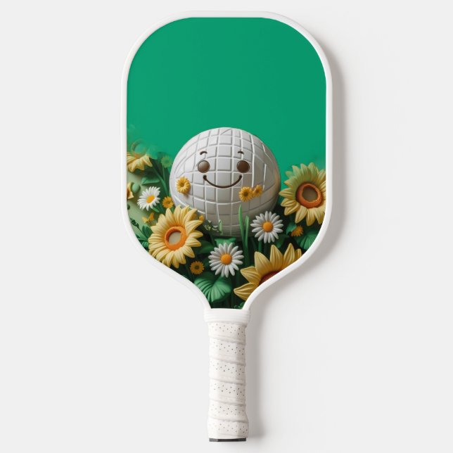 Garden Bloom Pickleball – Cute Sunflower & Butterf Carbon Fiber Pickleball Paddle (Front)