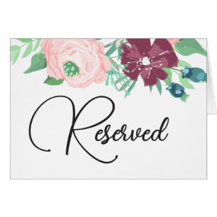 Garden blooming flowers. Floral Reserved sign Cards