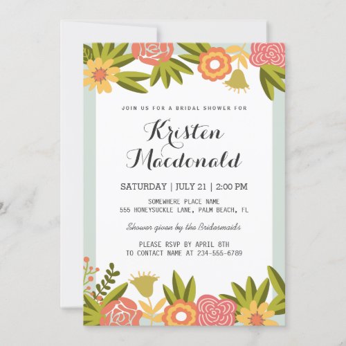 Garden Blooming Flowers Modern Bridal Shower Card