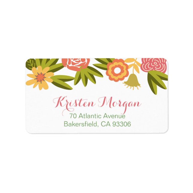 Garden Blooming Flowers Modern Stylish Label (Front)