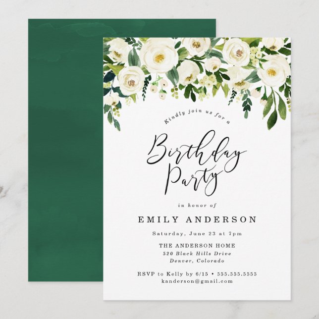 Garden Blooms | Floral Birthday Party Invitation (Front/Back)