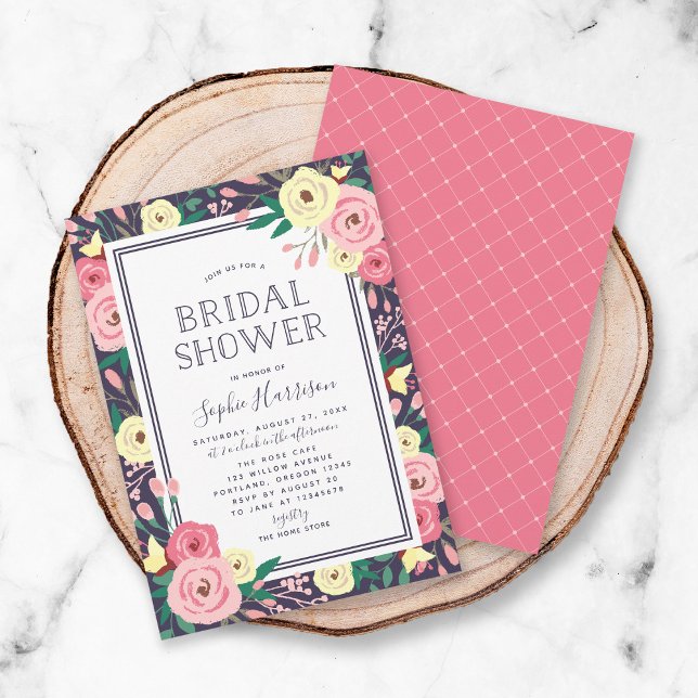 Garden Blooms Floral Pink Bridal Shower Invitation (Creator Uploaded)