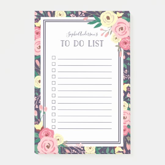 Garden Blooms Floral Pink To Do List Post-it Notes | Zazzle.com