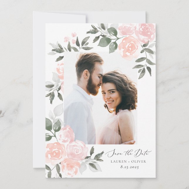 Garden Blooms Save the Date Thank You Card (Front)