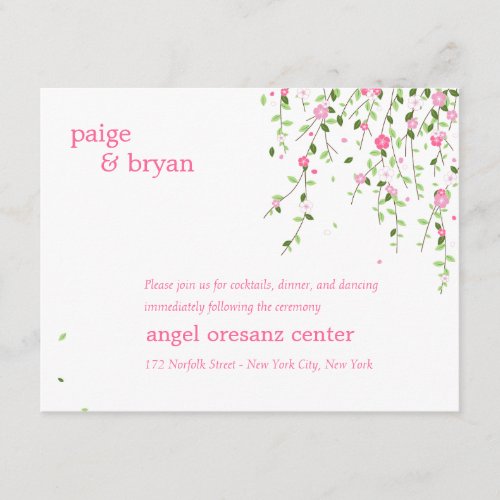 Garden Blooms Wedding Reception Card Custom Announcements