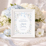 Garden Blue Floral Bridal Shower Welcome Poster<br><div class="desc">This blue floral bridal shower welcome poster features soft watercolor blooms and a delicate bow for a refined garden-inspired entrance display. Personalize with the bride’s name and date to coordinate beautifully with your matching invitation suite. Perfect for spring and summer celebrations.</div>