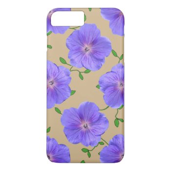 Garden Blue Geranium Flower On Any Color Iphone 8 Plus/7 Plus Case by KreaturFlora at Zazzle