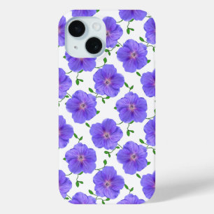 Garden Blue Geranium Flower on any Color iPhone 15 Case