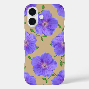 Garden Blue Geranium Flower on any Color iPhone 16 Case