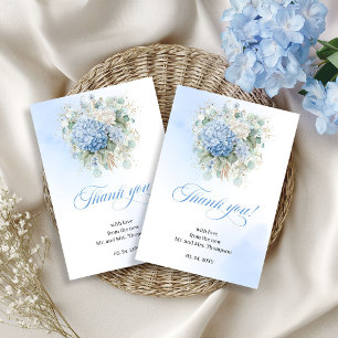 Garden Blue Hydrangea Eucalyptus thank you card