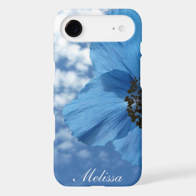 Garden Blue Poppy Flower Blue Sky with Monogram Case-Mate iPhone Case (Back)
