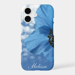 Garden Blue Poppy Flower Blue Sky with Monogram iPhone 17 Case