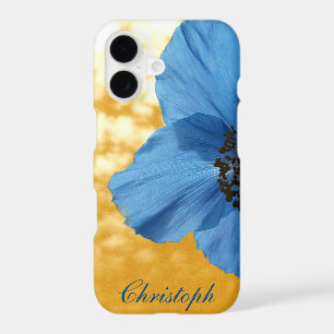 Garden Blue Poppy Flower Golden Sky with Monogram iPhone 17 Case