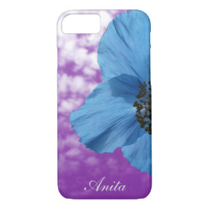 Garden Blue Poppy Flower Purple Sky with Monogram iPhone 8/7 Case