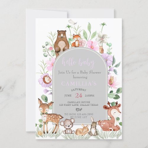 Garden Boho Arch Enchanted Baby Shower  Invitation