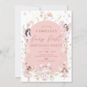 Garden Boho Arch Enchanted Fairy First Birthday Invitation