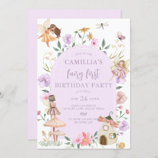 Garden Boho Arch Enchanted Fairy First Birthday Invitation