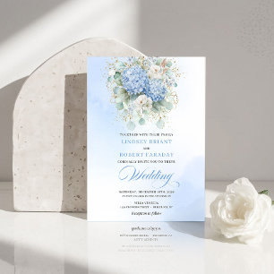 Garden Boho Pastel Blue Hydrangea Wedding Invite
