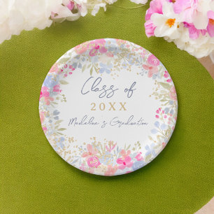 Garden boho pastel wildflowers  graduation paper plates