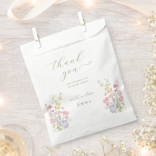 Garden Boho Wildflowers Bridal shower Favor Bag