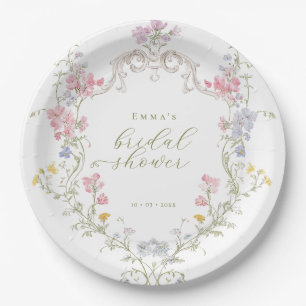 Garden Boho Wildflowers Bridal shower Paper Plates