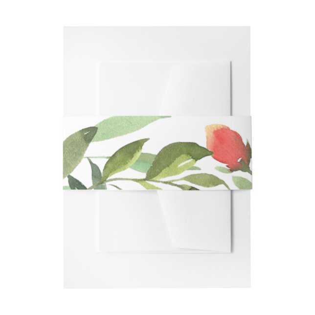 Garden Border Watercolor Wedding Invitation Belly Band (Front Example)