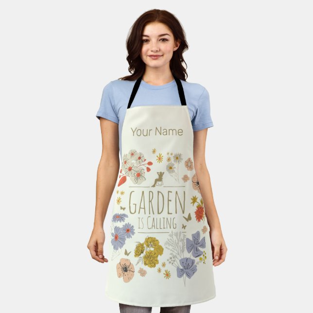 Garden Botanical Flowers For Gardening Mom and Dad Apron (Worn)