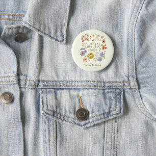 Garden Botanical Flowers For Gardening Mom and Dad Button