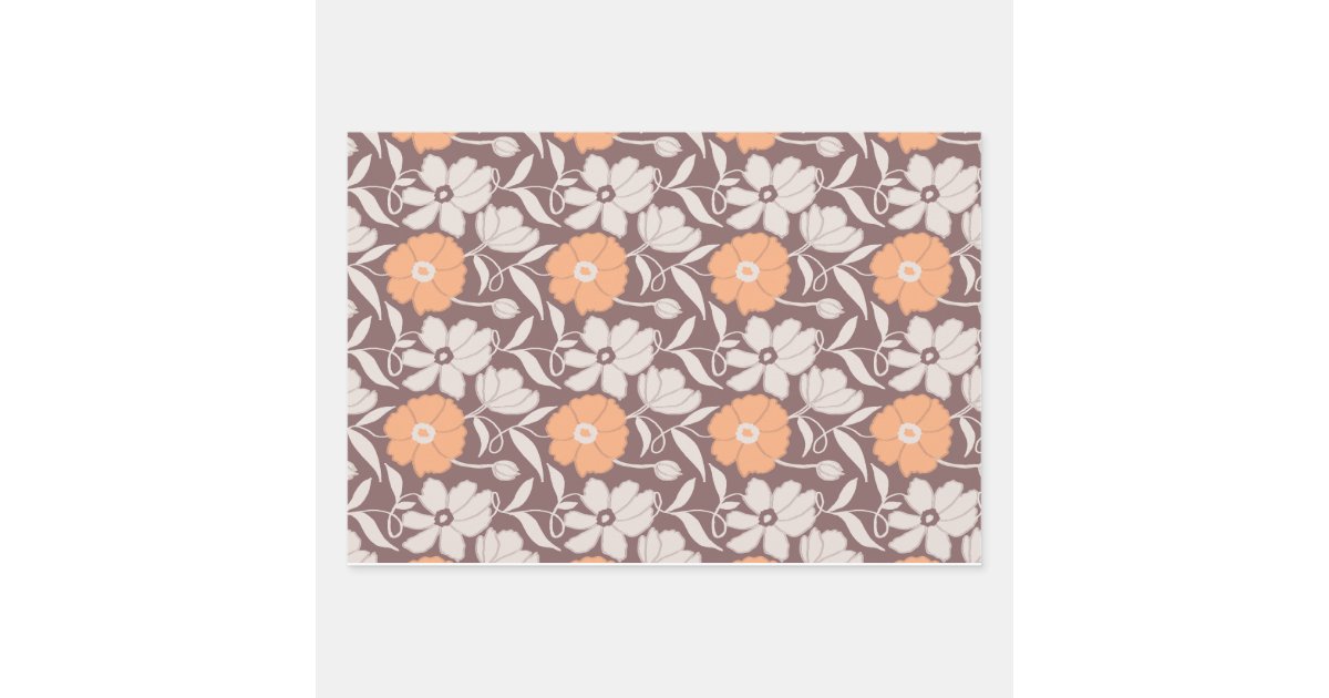 Rustic blue orange floral wrapping paper sheets, Zazzle in 2023