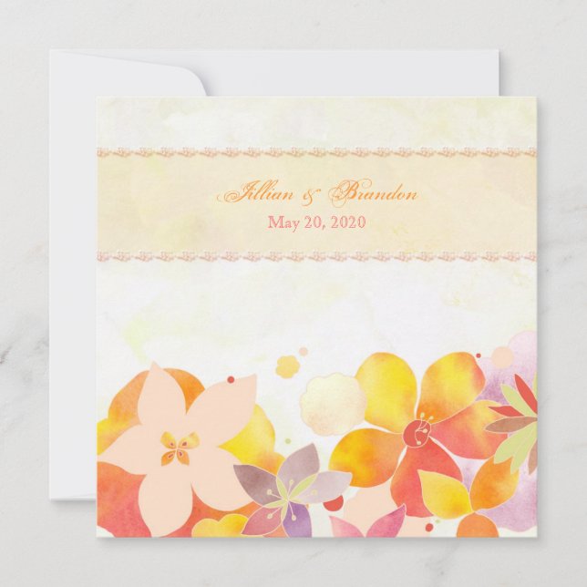 Garden Breeze Watercolor Floral Wedding Invitation (Front)
