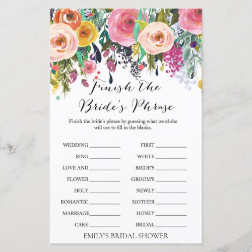 Garden Bridal Shower Game PRINTED