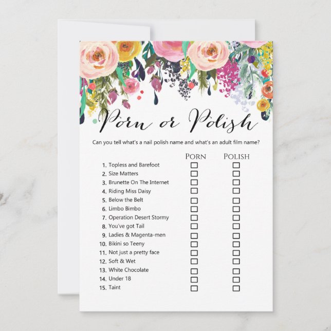 Garden Bridal Shower Game w answer back 5x7 size Invitation (Front)