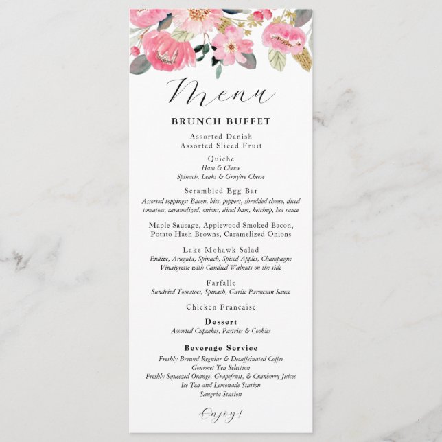 Garden Bridal Tea Party Menu (Front)