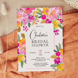 Garden bright floral watercolor bridal shower invitation