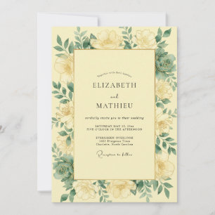 Garden Butter Yellow Leafy Wedding Invitation