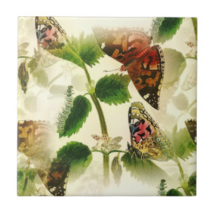 Garden Butterflies Ceramic Tile