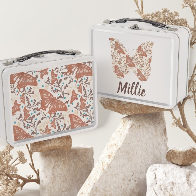 Garden Butterfly boho Metal Lunch Box (Boho lunch box)