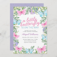 Garden Butterfly on The Way Girl Baby Shower Invitation