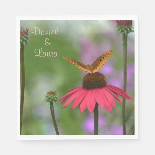 Garden Butterfly Wedding Napkins (Front)