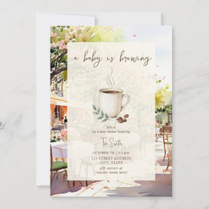 Garden Cafe Baby Is Brewing Baby Shower Invitation