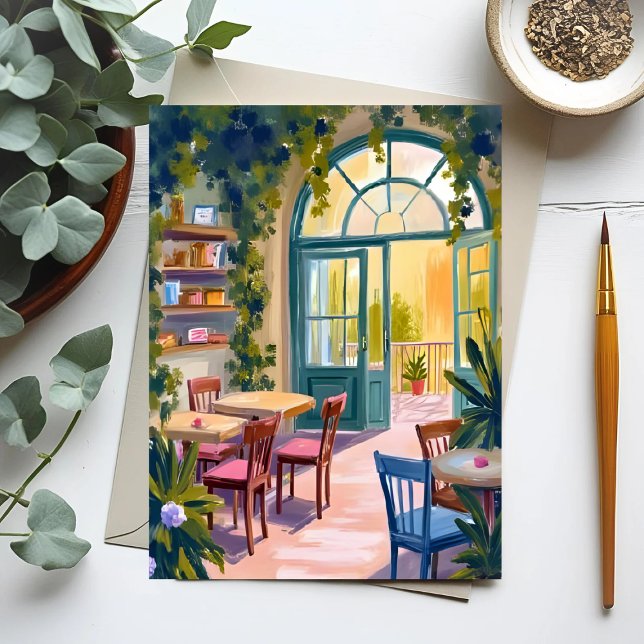 Garden Cafe | Botanical Watercolor Painting Postcard (Creator Uploaded)