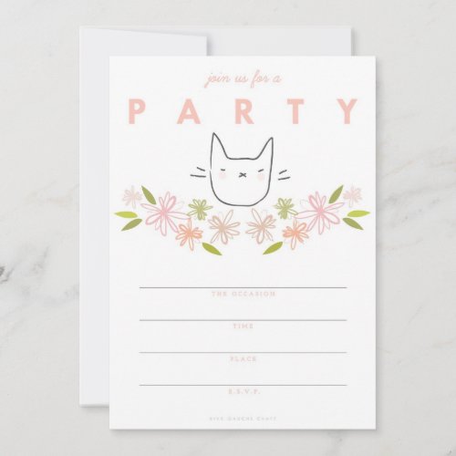 Chrysanthemum Garden Cat |  Party Invitation