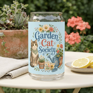 Garden Cat Society Cottagecore Florals Can Glass