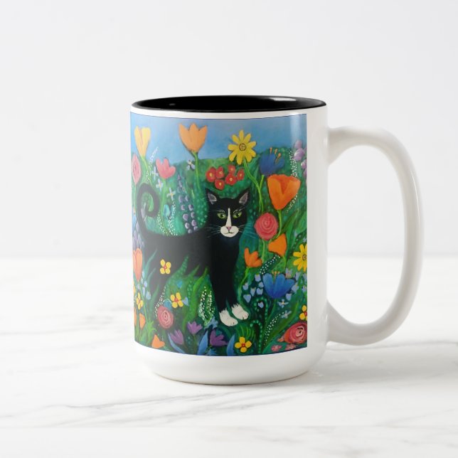 Garden cat Two-Tone coffee mug (Right)