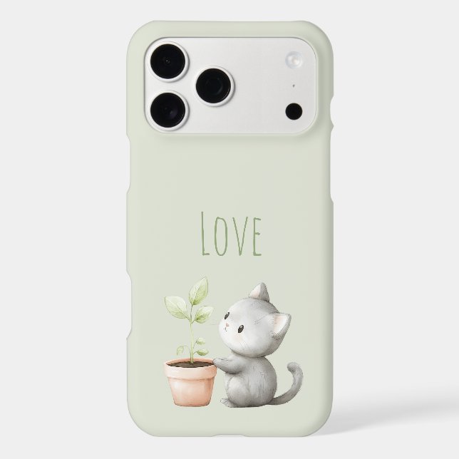 Garden Cat with Plant Love Case-Mate iPhone Case (Back)