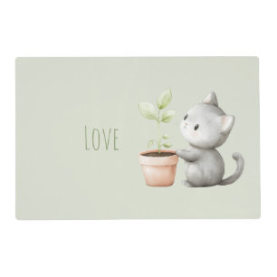 Garden Cat with Plant Love Placemat