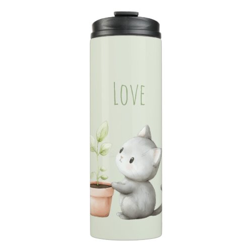 Garden Cat with Plant love  Thermal Tumbler