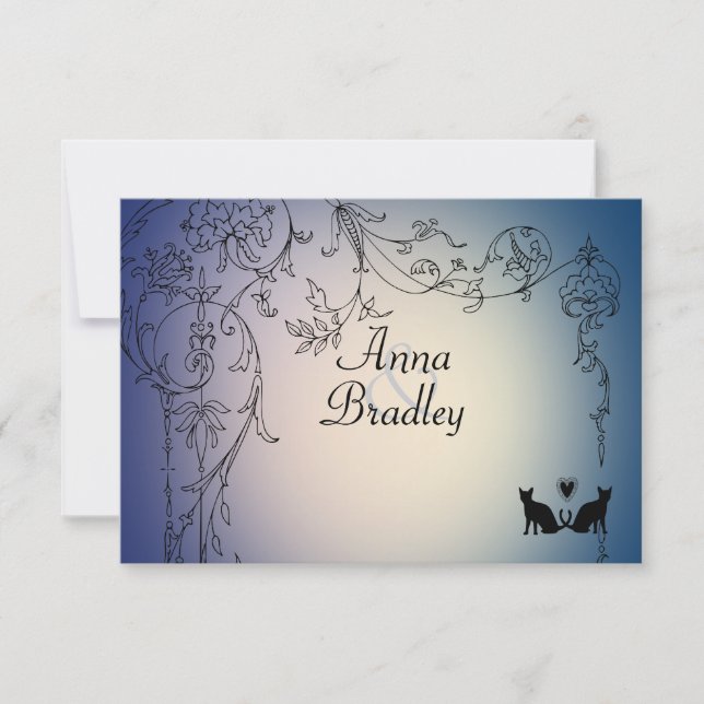 Garden Cats RSVP with envelopes Card (Front)